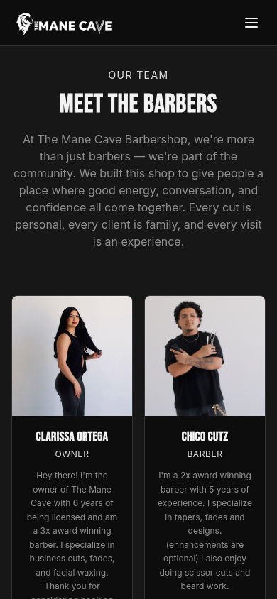 The Mane Cave Barbershop — phone preview